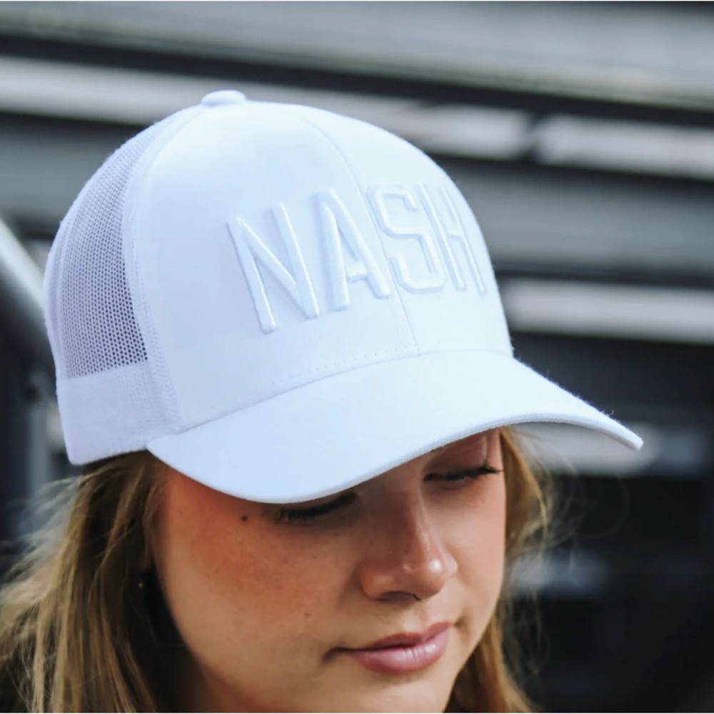White NASH trucker hat unisex